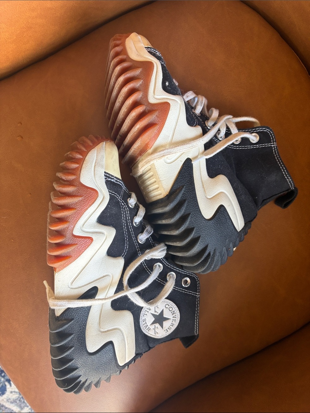 Converse Kids Black, White & Orange Wavy-Sole High-Top Sneakers